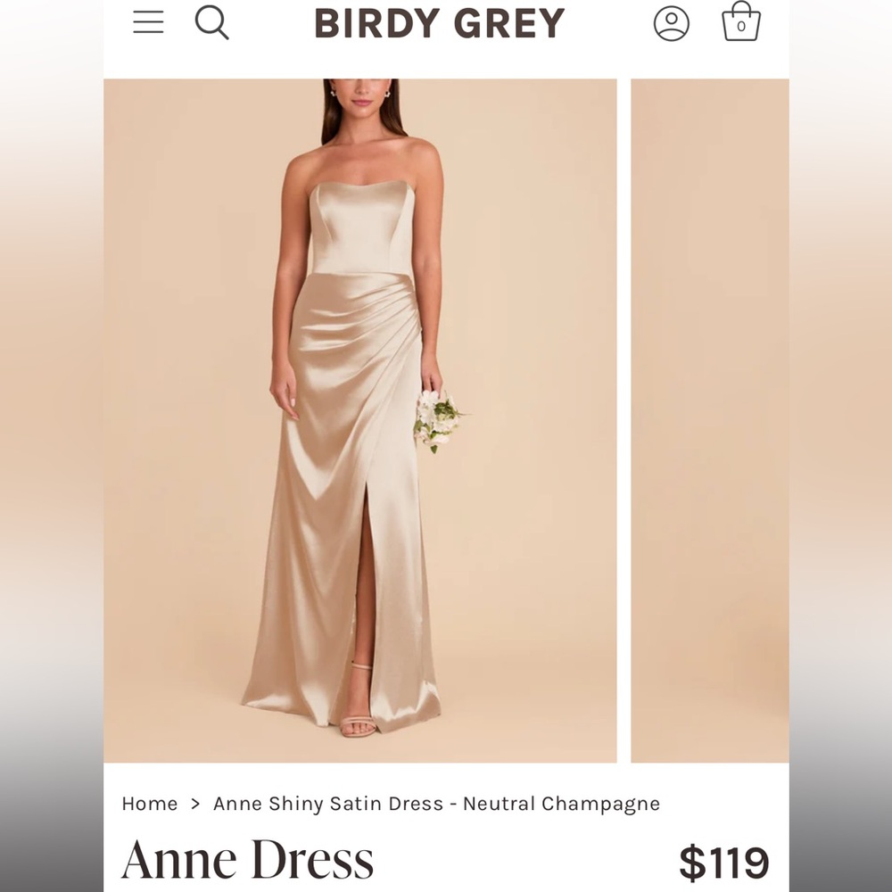 Champagne Satin Gown - Birdy Grey